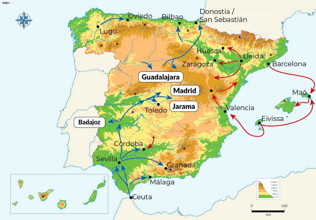 La importancia del mapa físico para la comprensión los eventos históricos: La formación de los frentes en 1937, durante la Guerra Civil española (1936- 1939)